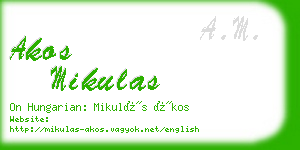 akos mikulas business card